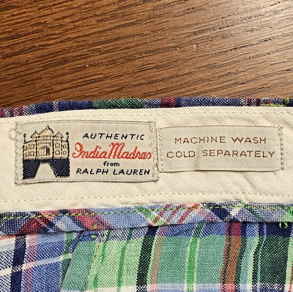 Polo Ralph Lauren 100% Linen Madras Plaid Shorts 48B - Picture 4 of 8